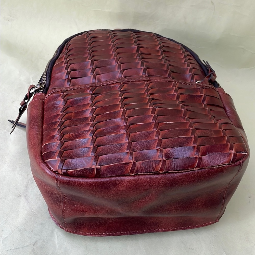 New Patricia Nash Woven Leather Backpack - Reddish Brown - Picture 9 of 16